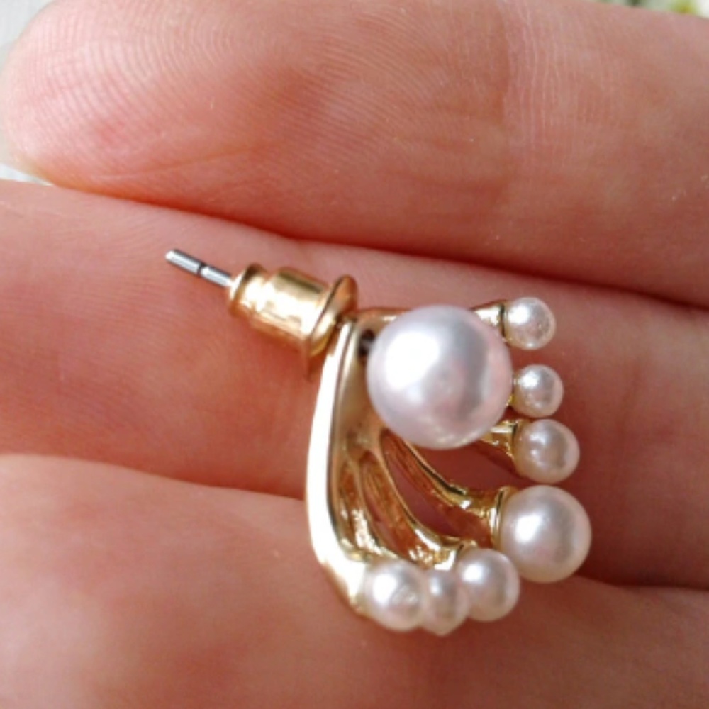 Simulated Pearl Statement Stud Earrings